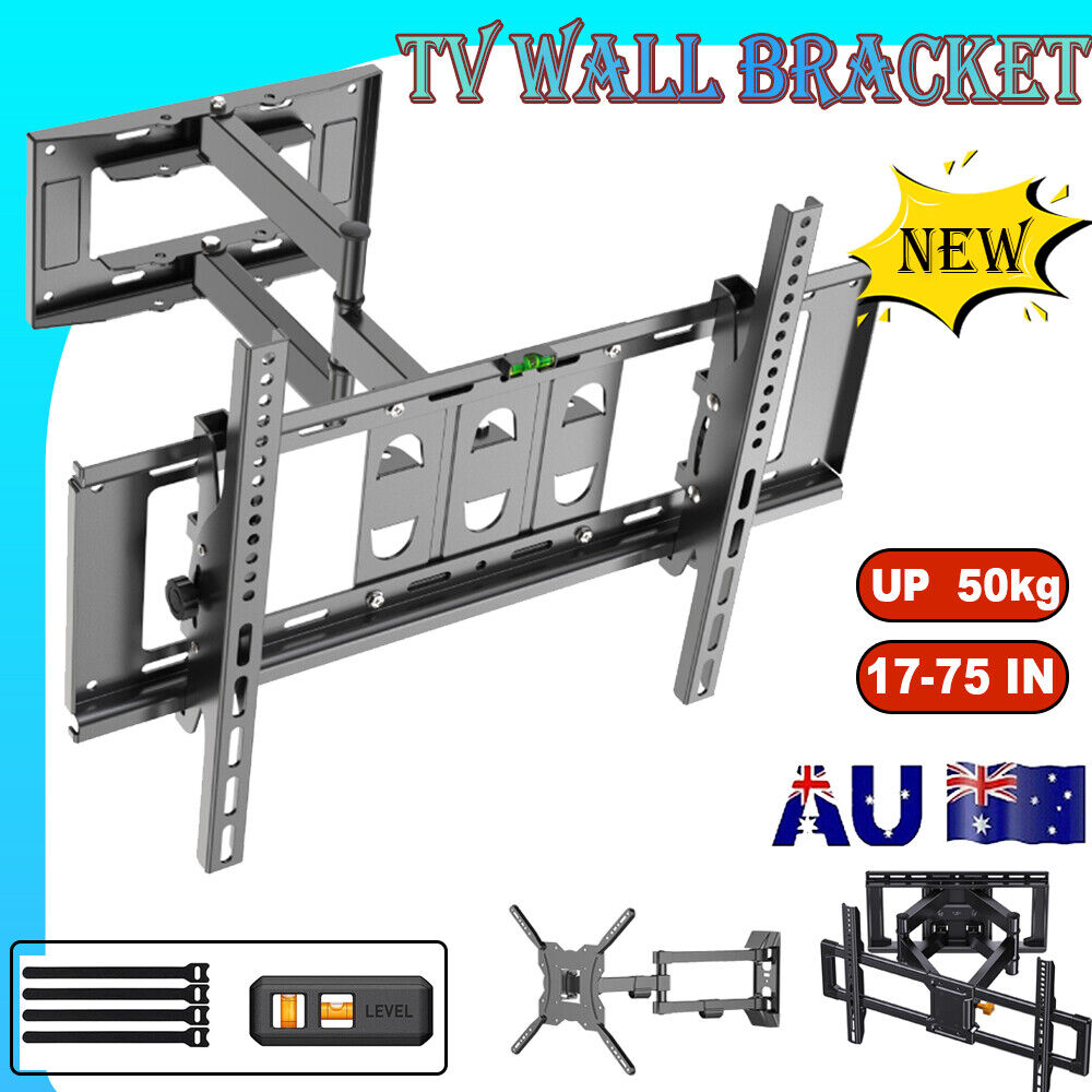 Full Motion Wall Mount TV Bracket Swivel &amp; Tilt LED17 32 40 43 50 55 60 65 70 75 Double arm