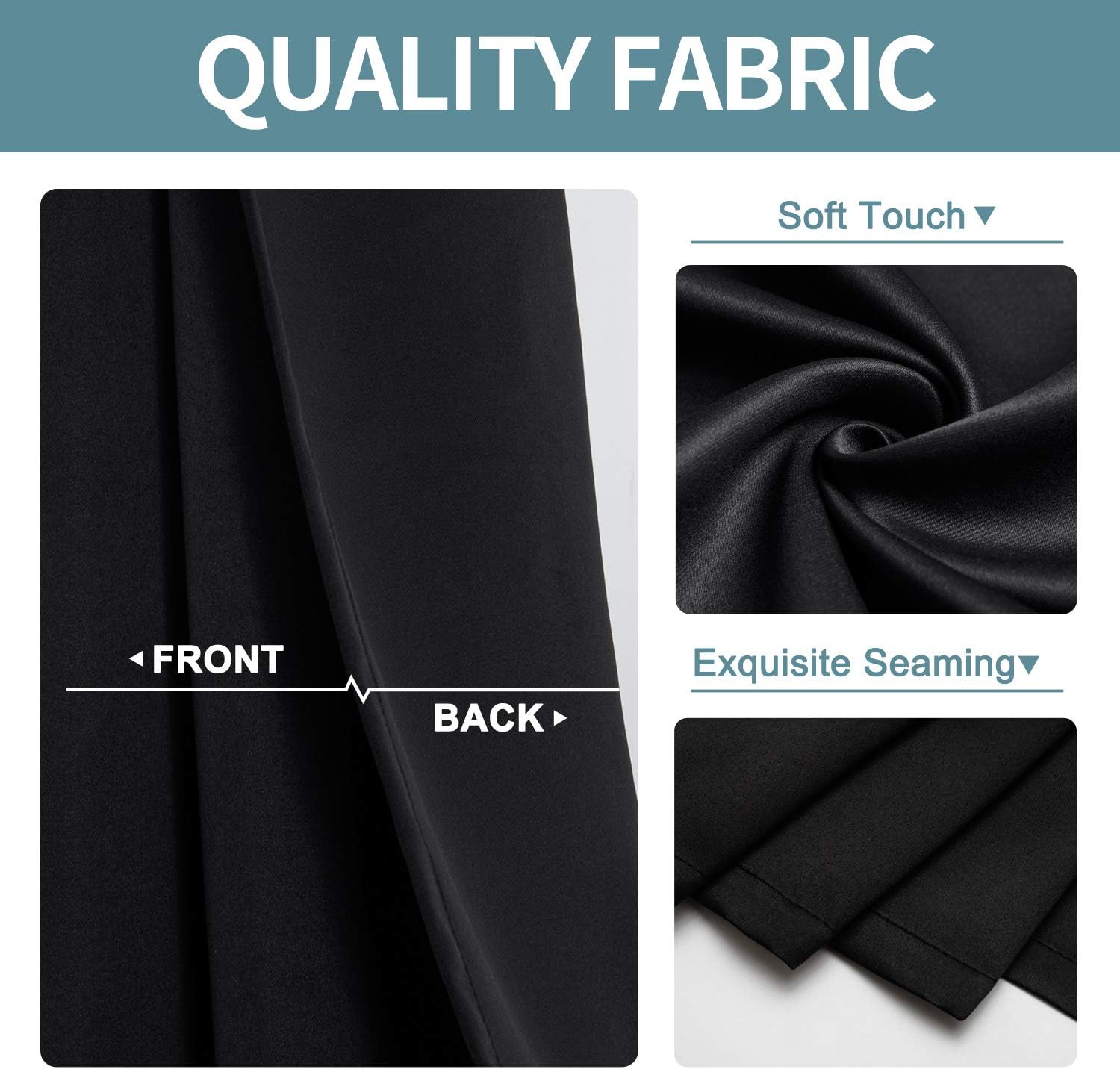 2X Blockout Curtains 100% Blackout Window Curtain Draperies Pair Eyelet 3 Layers 132CM(W) x 114CM(D)