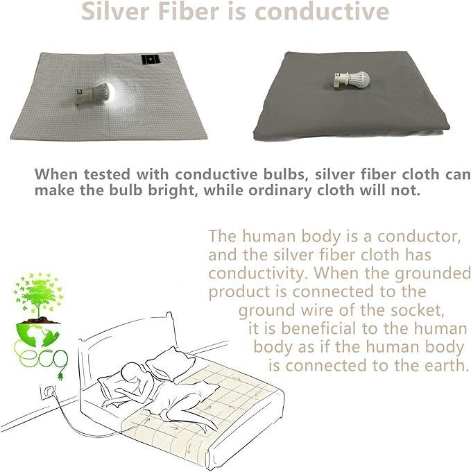 Bed Earthing Sheet Grounding Sheet Mat Large Bed Sheet Flat Sheet W/AU Plug 153x203cm