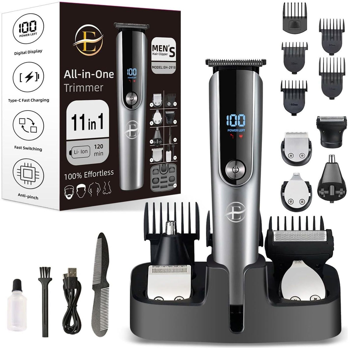 Men's Electric Shaver Trimmer Bald Razor Rechargeable Beard Shaving Machine