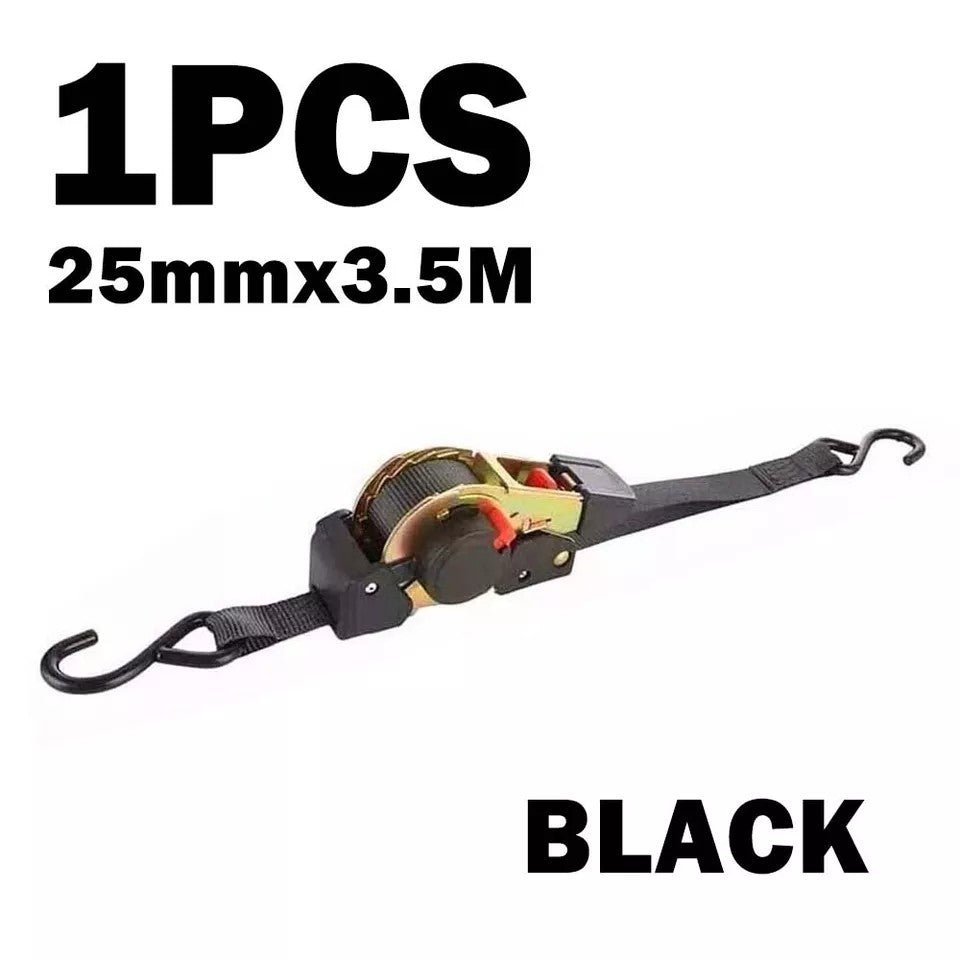 Quick Release Automatic Heavy Duty Retractable Ratchet Tie Down Strap black 25mm*3m