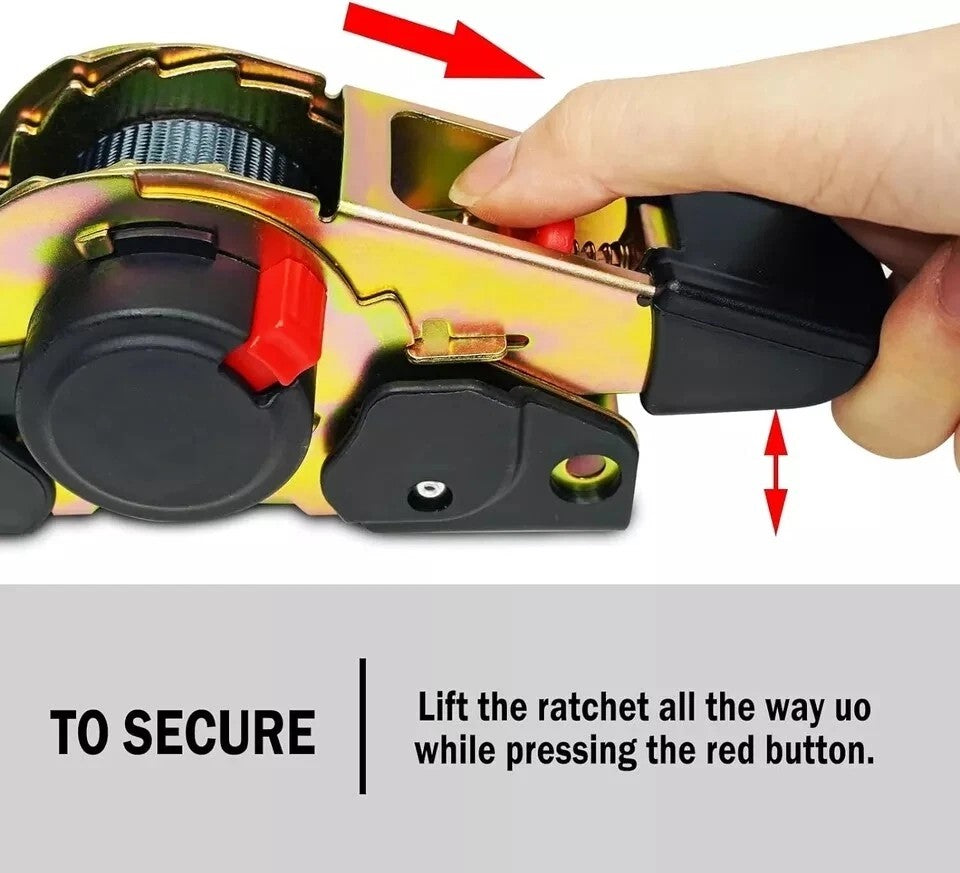 Quick Release Automatic Heavy Duty Retractable Ratchet Tie Down Strap black 50mm*4.5m