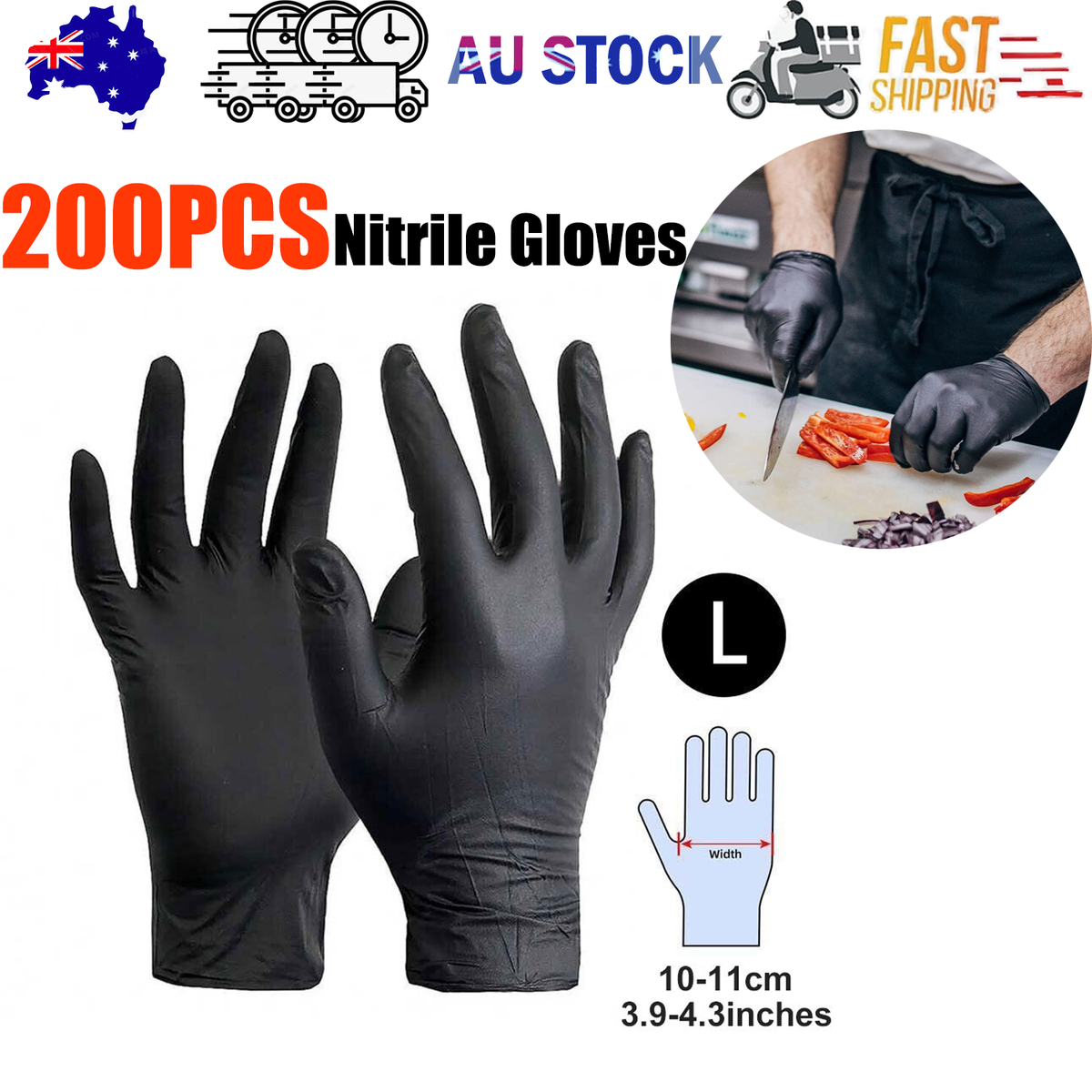 6g Flexible Disposable Nitrile Gloves For Mechanic Work Food Prepa 200Pcs L