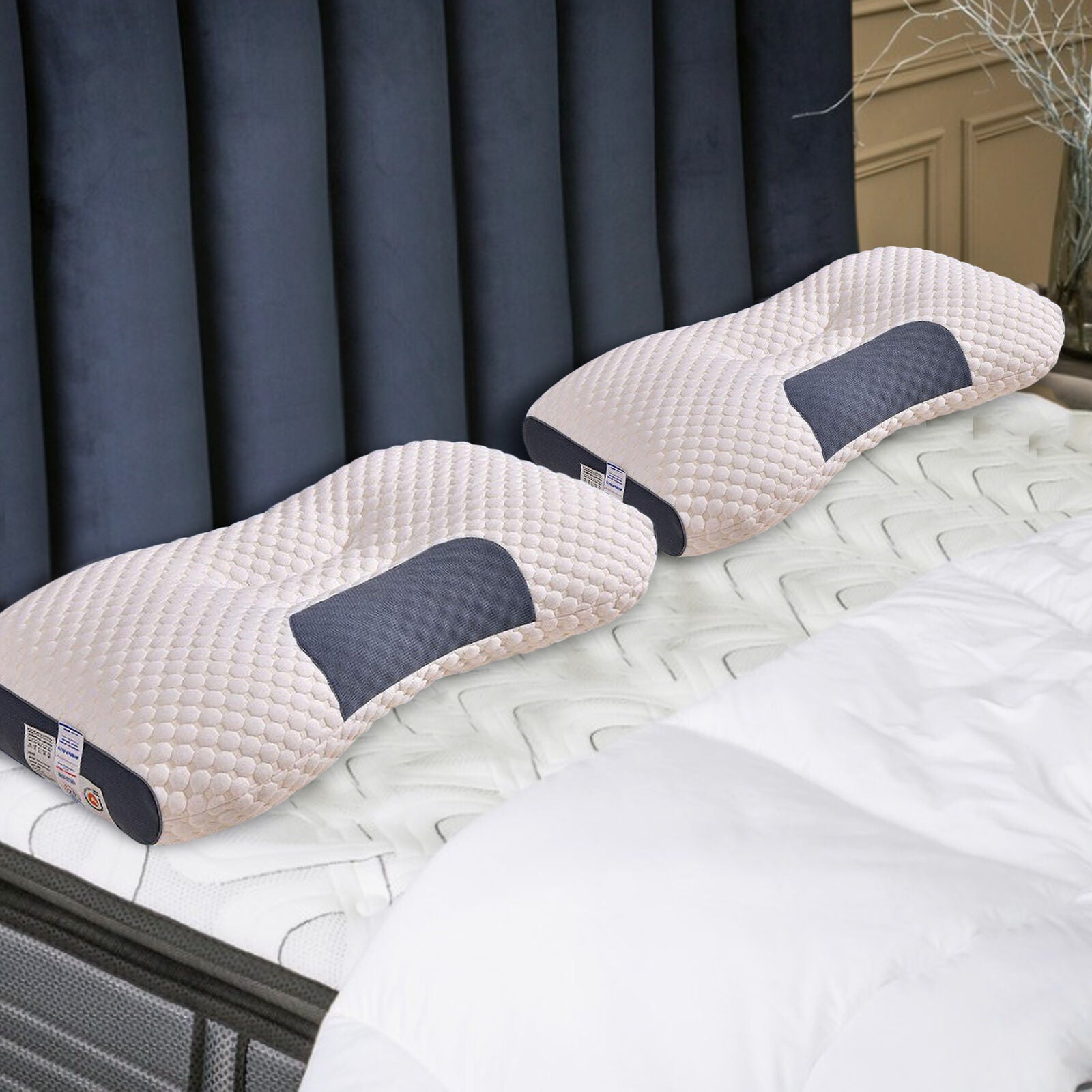 2 pcs Pain Relief Ergonomic Pillow Adjustable Contour Orthopedic Cervical Bed Pillow