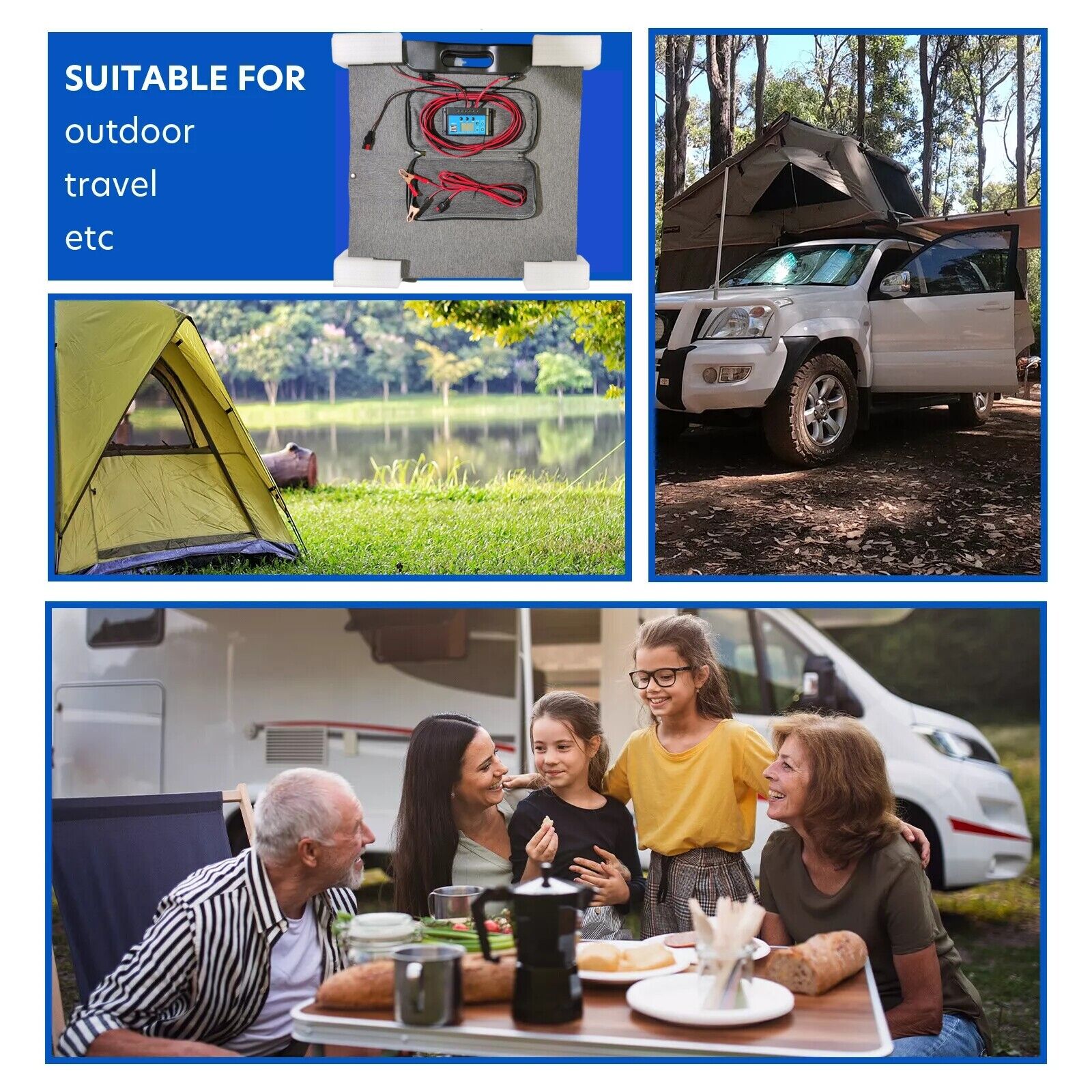 160W 160Watt Folding Solar Panel Blanket Mat Flexible Mono Power Camping RV USB 12V