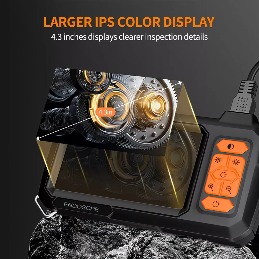 4.3" Screen Industrial Endoscope 8mm Borescope Inspection 1080P HD Camera 15M