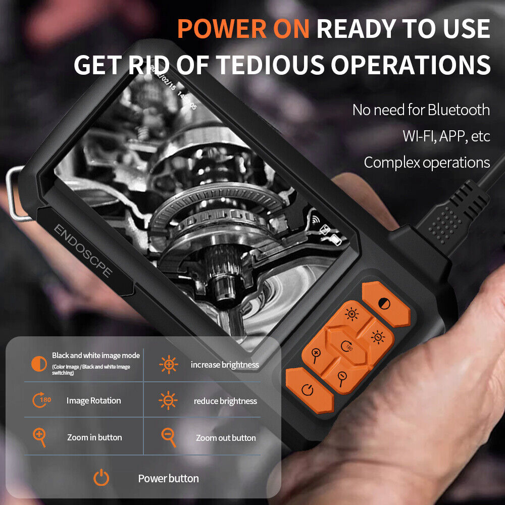 4.3" Screen Industrial Endoscope 8mm Borescope Inspection 1080P HD Camera 15M