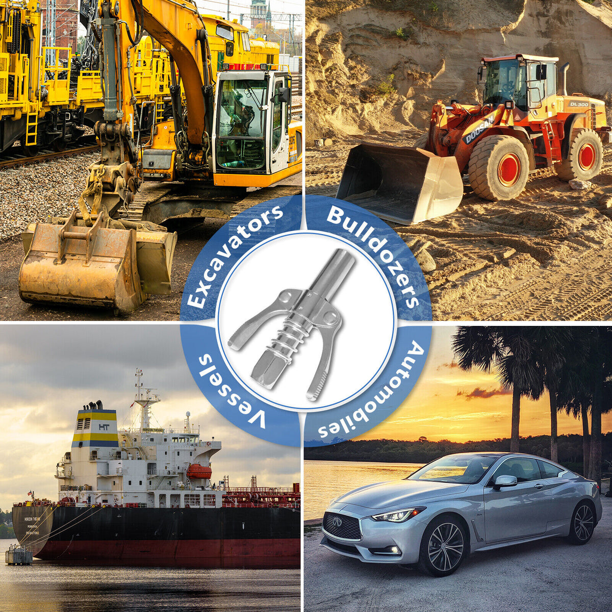 Grease Gun Coupler High Pressure Quick Release Lock Nozzles w/Hose For 1/8"NPT