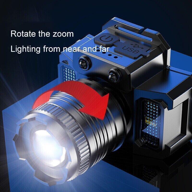 900000LM LED Headlamp Rechargeable Headlight Zoomable Head Torch Lamp Flashlight