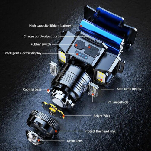900000LM LED Headlamp Rechargeable Headlight Zoomable Head Torch Lamp Flashlight