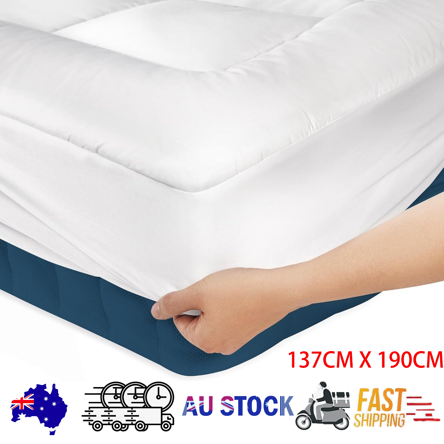 Luxury Mattress Topper Pillowtop Bedding Mat Pad Fitted Cover Underlay DOULBE