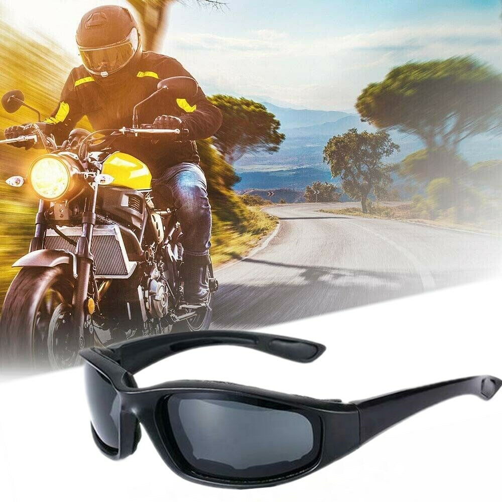 3pcs Chopper Foam Padded Motorcycle Riding Glasses Sunglasses Windproof Goggles