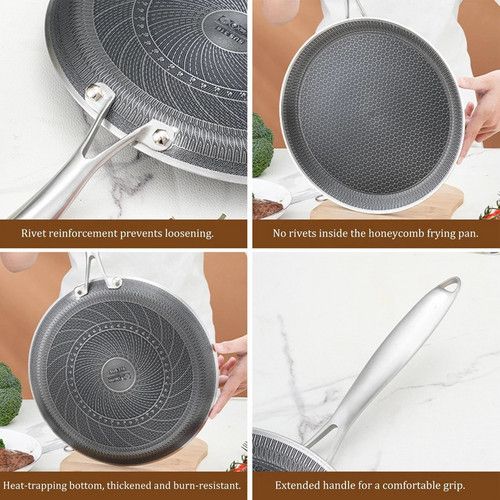 28cm Stainless Steel Crepe Pan Non-Stick Pan Honeycomb Coating Frying Pan Pizza6299