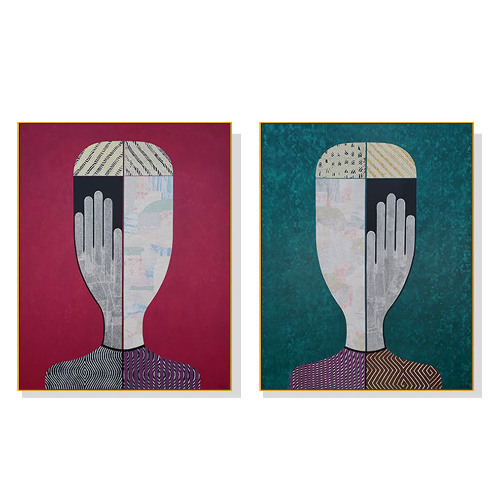 Wall Art 40cmx60cm Abstract Man And Woman 2 Sets Gold Frame Canvas