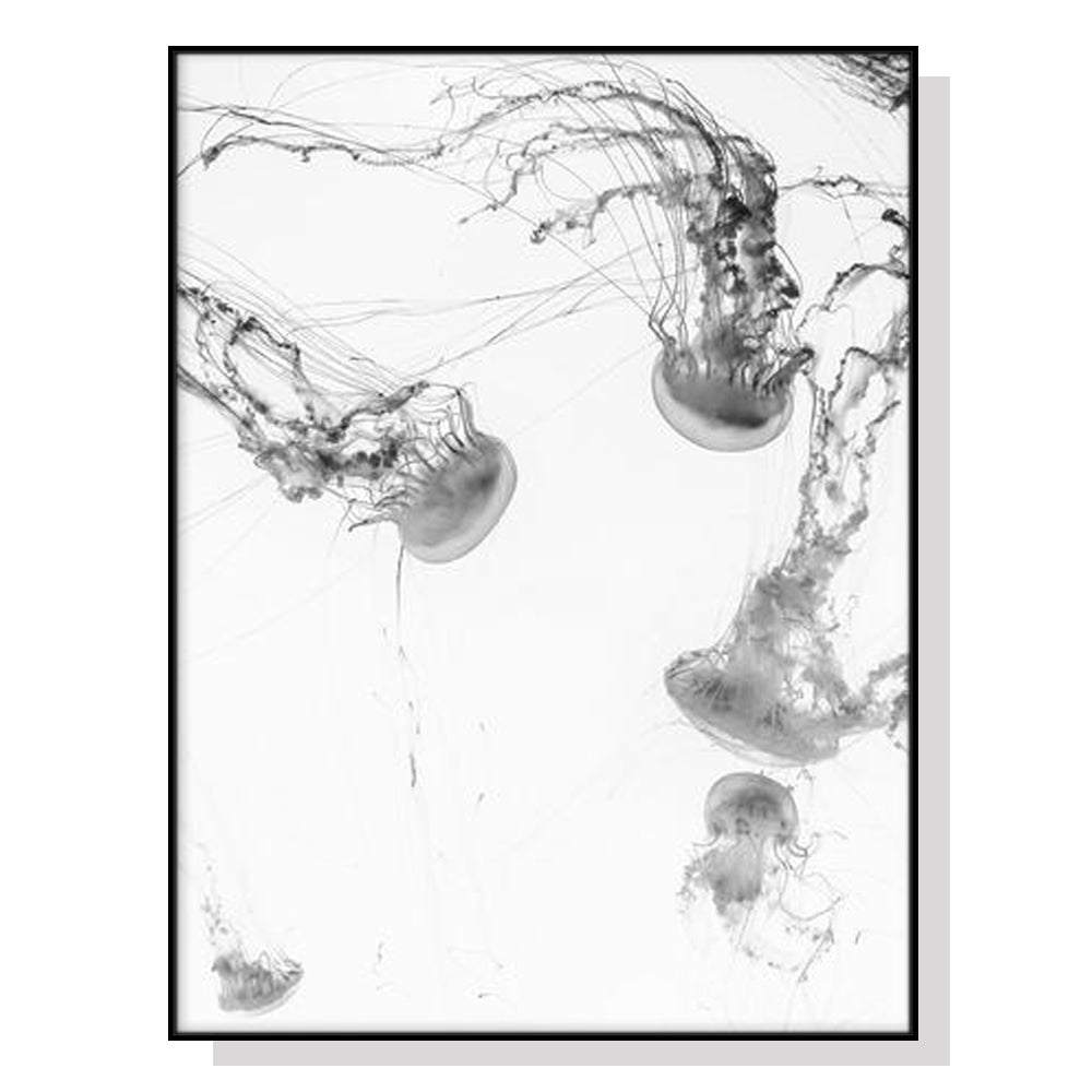 Wall Art 100cmx150cm Jellyfish Black Frame Canvas