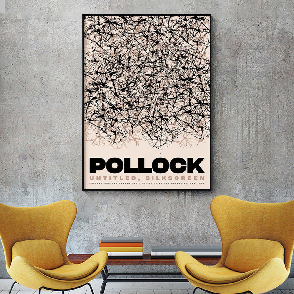 Wall Art 40cmx60cm Jackson Pollock Exhibition II Black Frame Canvas