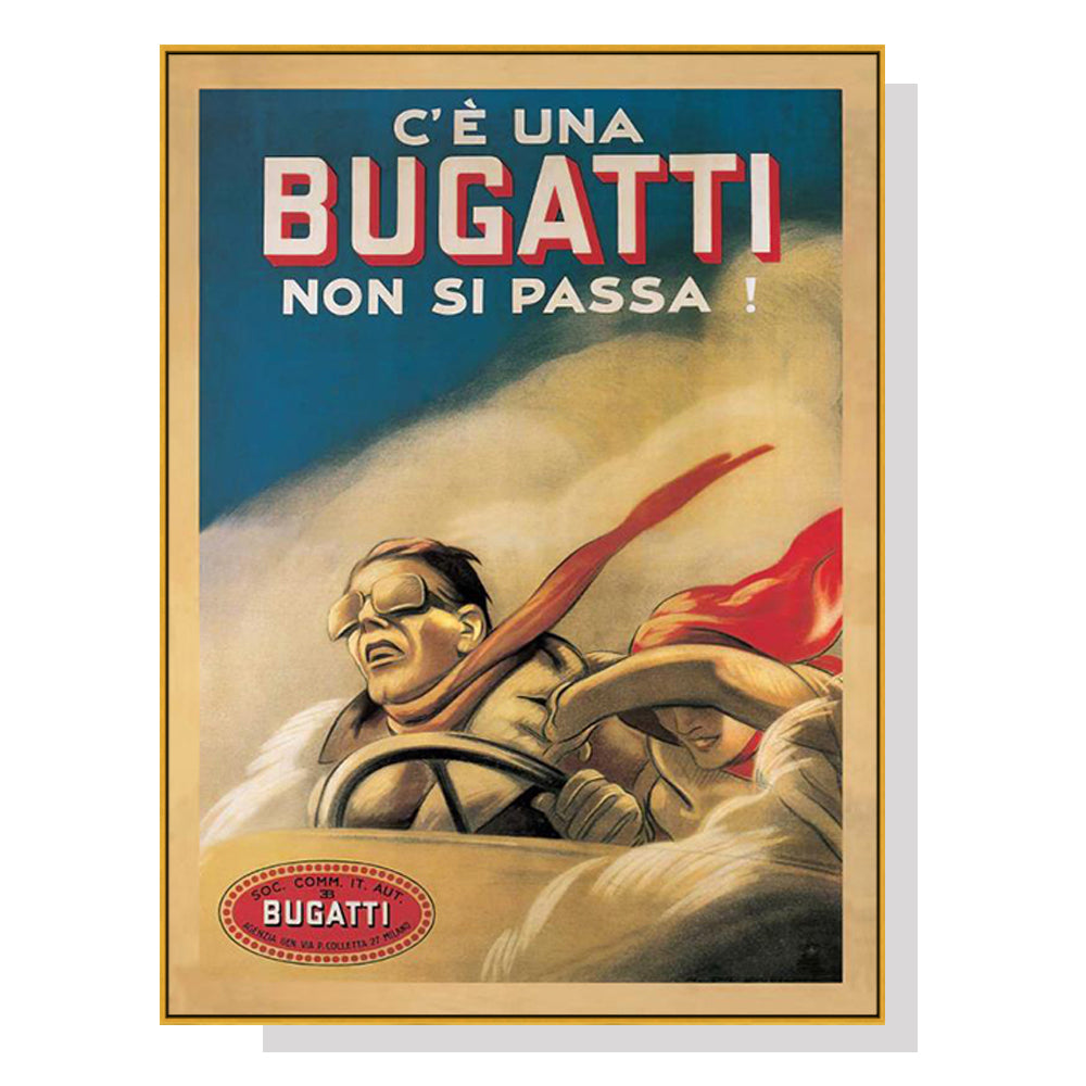 Wall Art 40cmx60cm Bugatti Gold Frame Canvas