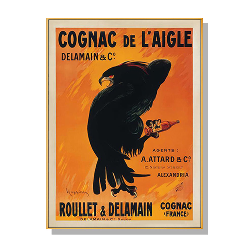 Wall Art 100cmx150cm Cognac de l’Aigle Gold Frame Canvas