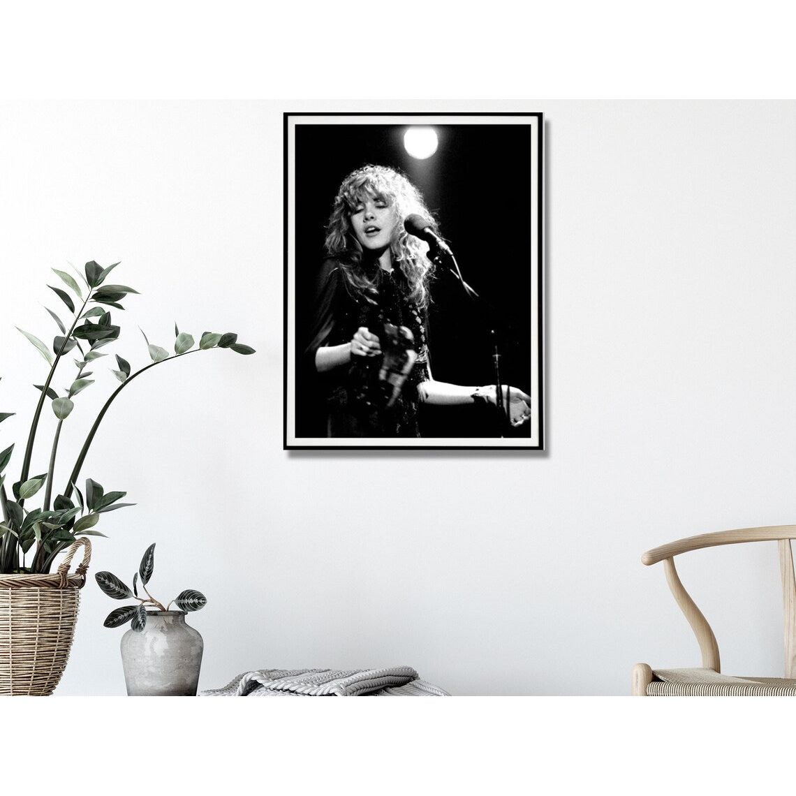 Wall Art 30cmx40cm Young Stevie Nicks in Concert Poster, Black Frame Canvas