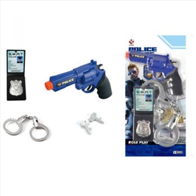 Police Force Gun, Cuffs &amp; Badge Set