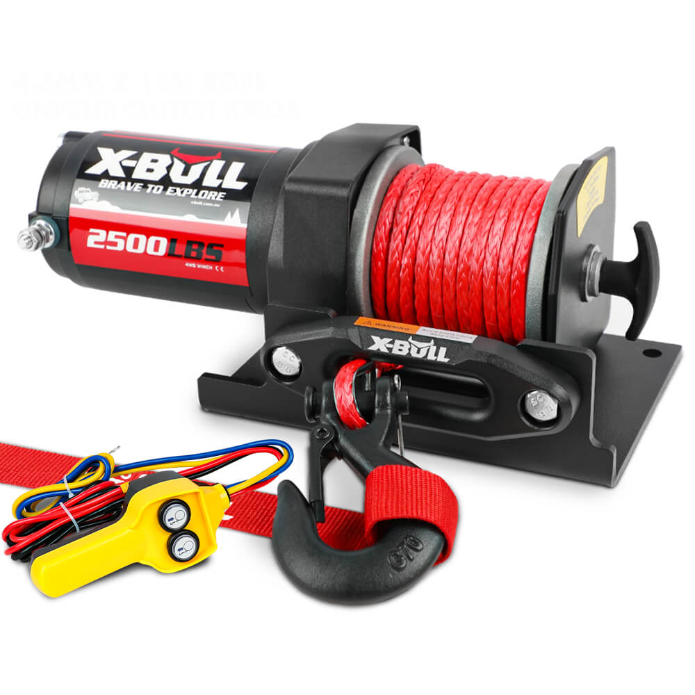 X-BULL 2500LBS Electric Winch 12V Winch Synthetic Rope 15.2M ATV Winch Kit Boat Winch Trailer