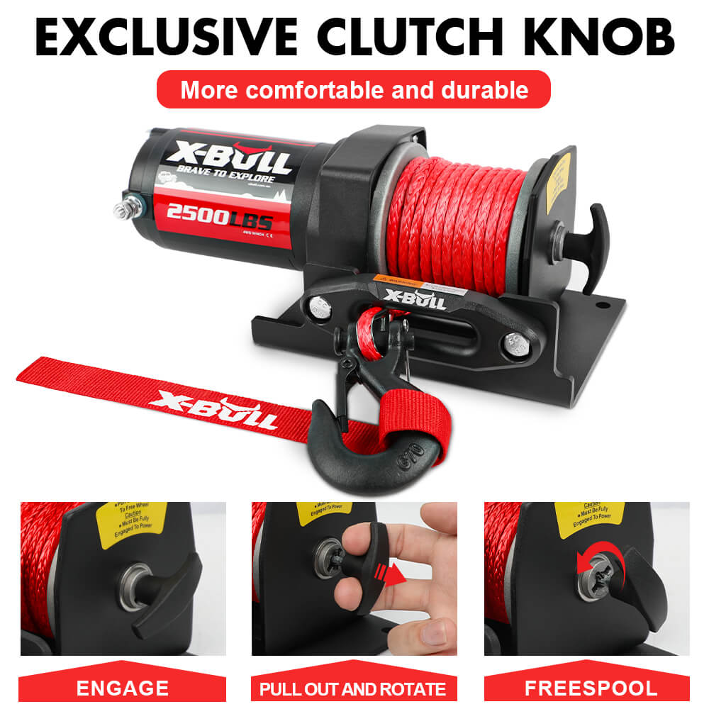 X-BULL 2500LBS Electric Winch 12V Winch Synthetic Rope 15.2M ATV Winch Kit Boat Winch Trailer