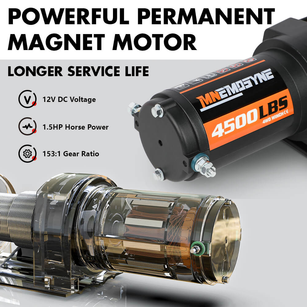 Electric Winch 4500lb Winch Synthetic Rope Wireless Towing Trailer ATV UTV