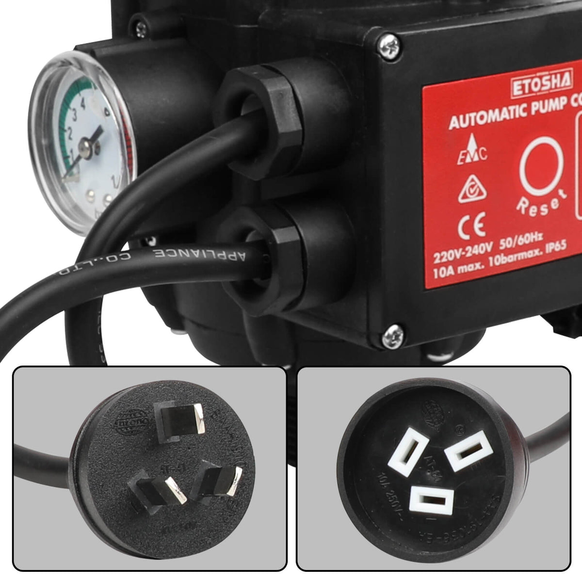 ETOSHA Water Pressure Pump Controller Auto Switch Control Electric BLACK
