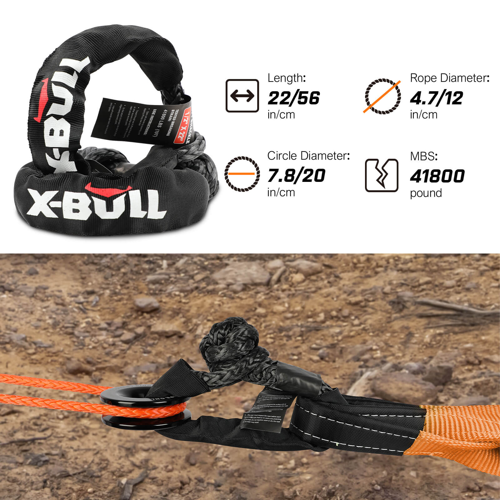 X-BULL 4WD Recovery Kit Snatch Strap Soft Shackles Folding Shovel Survival 4X4