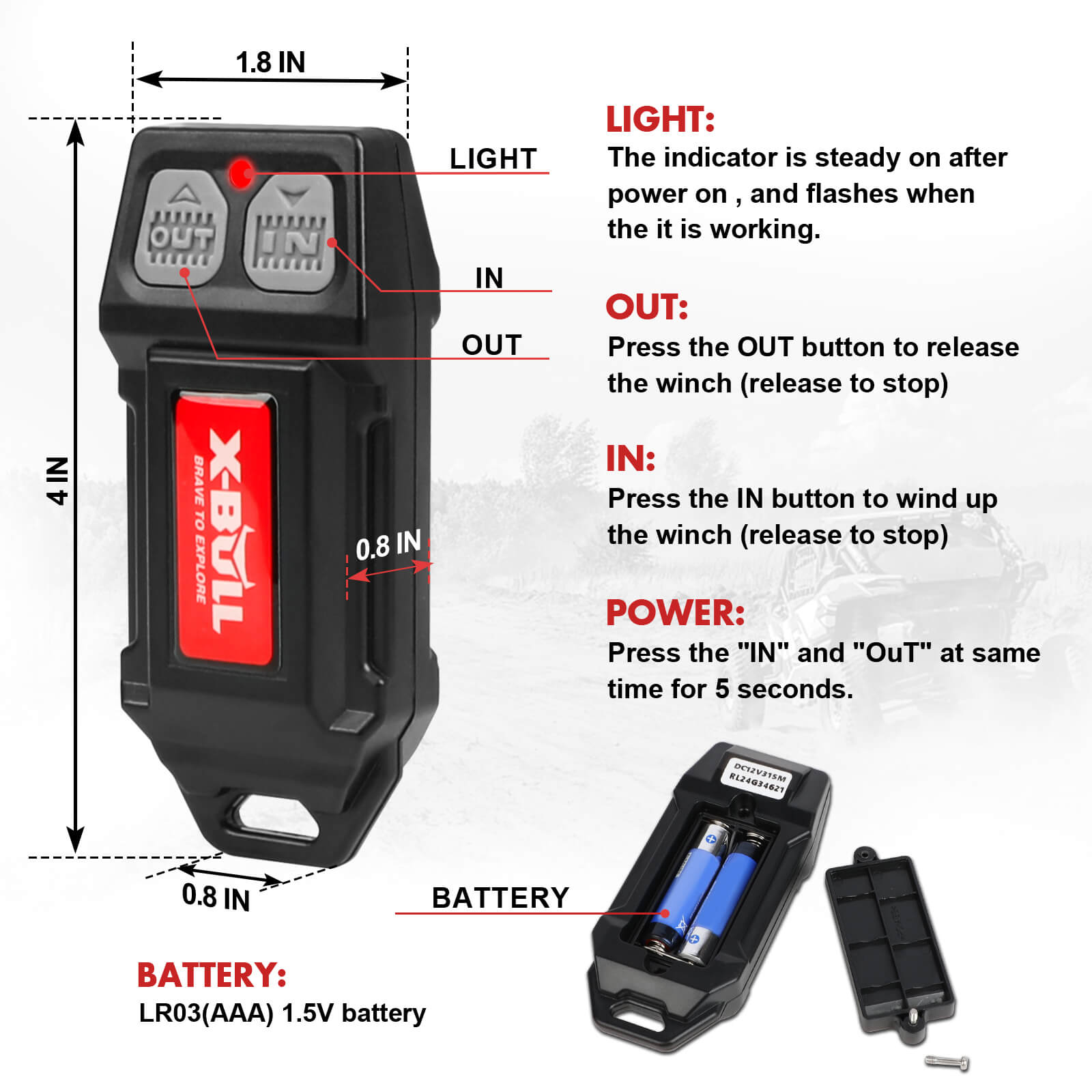 X-BULL 12V Winch Remote Control Twin Handset Easy to Install Upgrade Remotes