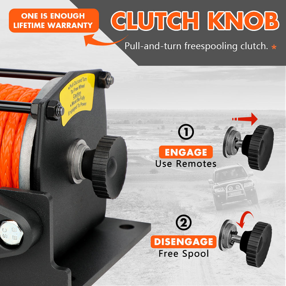 ZESUPER 12V Electric Winch 3000lbs Synthetic Rope Wireless Remote ATV UTV BOAT