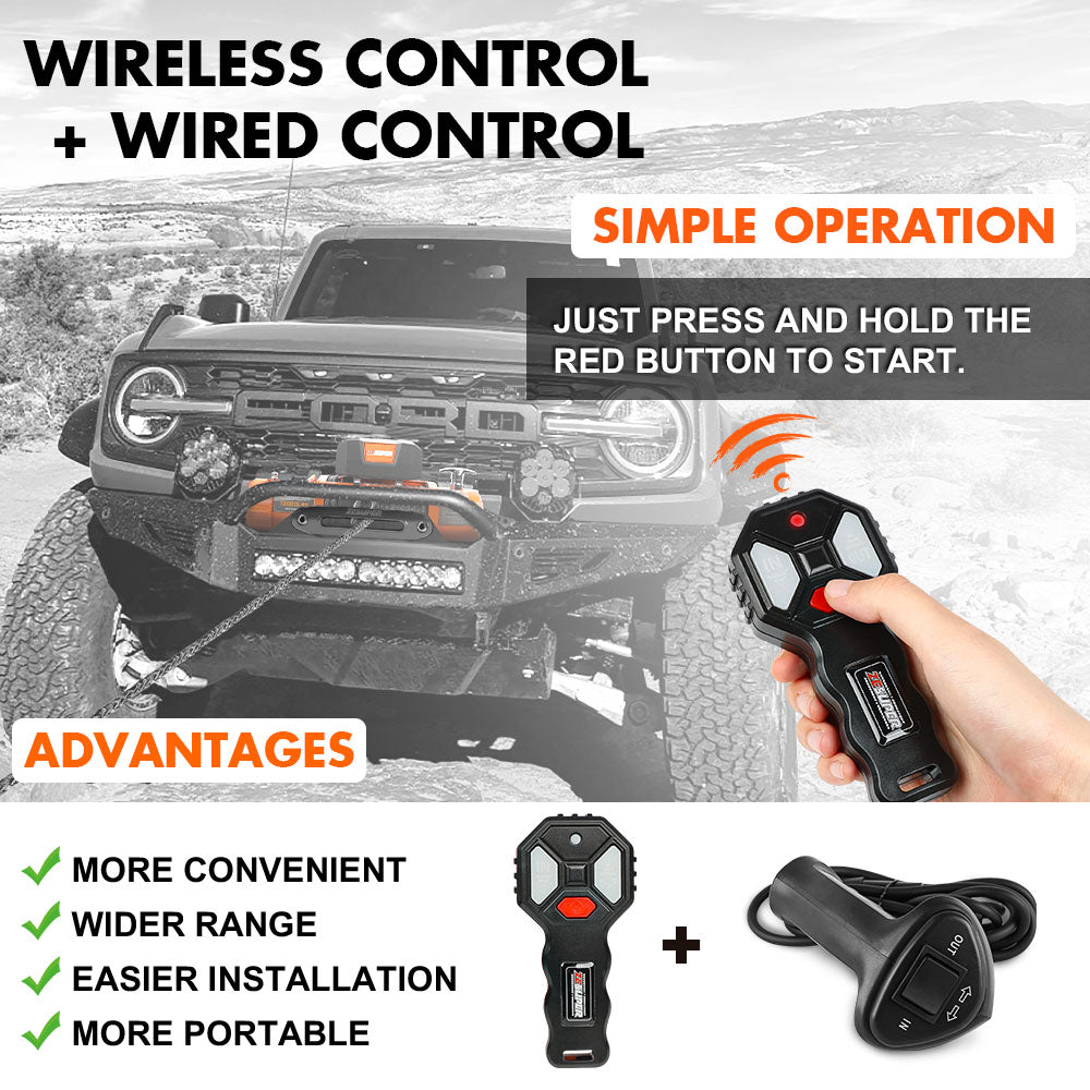 ZESUPER 12V Electric Winch 14500lbs Synthetic Rope Wireless Remote ATV UTV 4WD