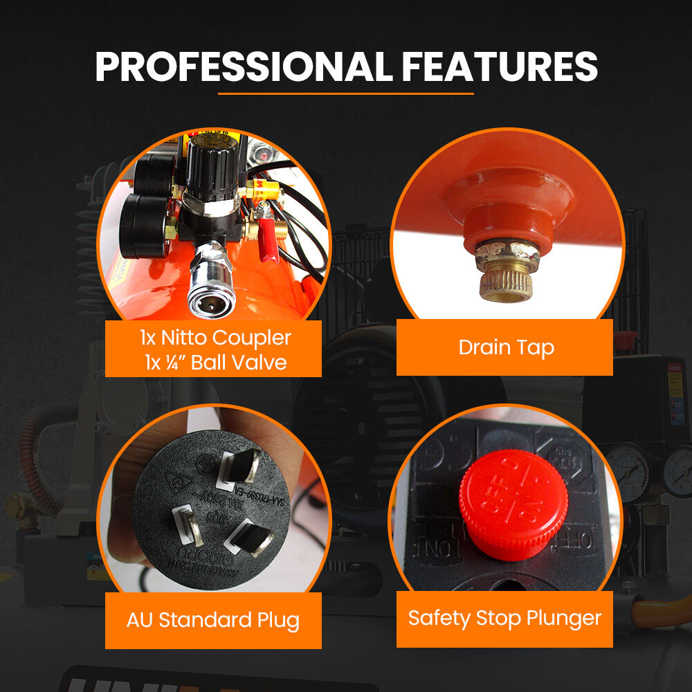 UNIMAC 24L 2.0HP Air Compressor, Direct Drive, 2 Couplers for Airtools Tyre Inflation, Portable, Electric