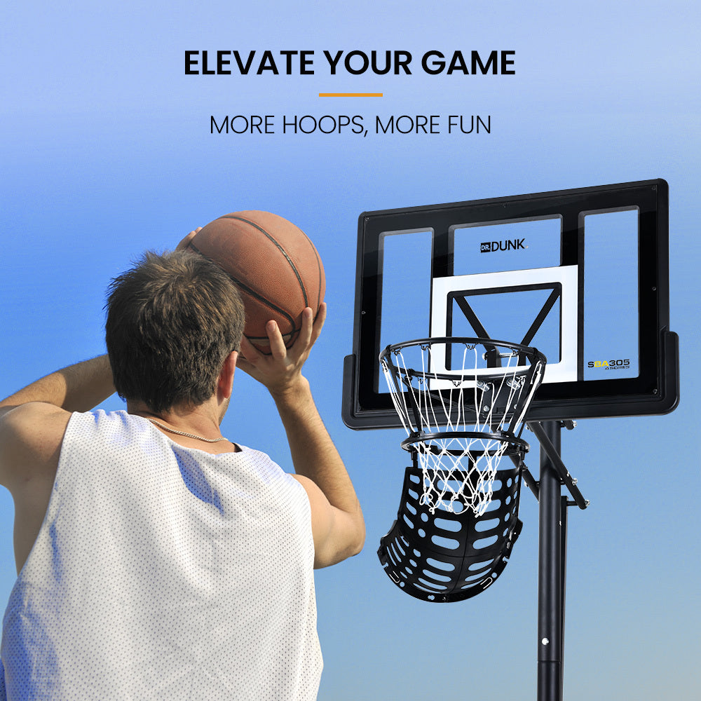 DR. DUNK Basketball Return System, with 360 Degree Universal Attachment