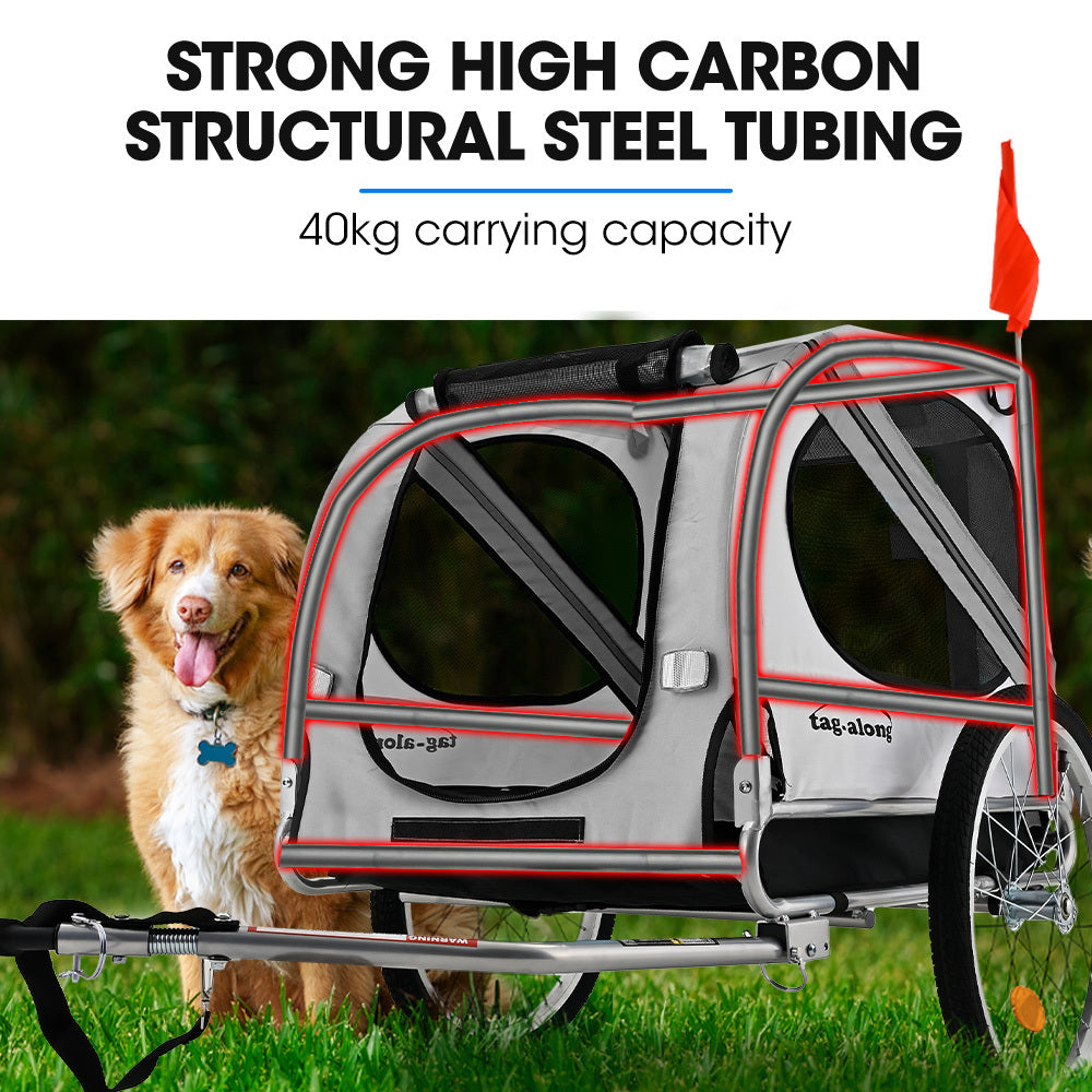 TAG-ALONG Pet & Cargo Bike Trailer, Bicycle Pet & Cargo Trailer, Jogger, Cargo Carrier, Grey