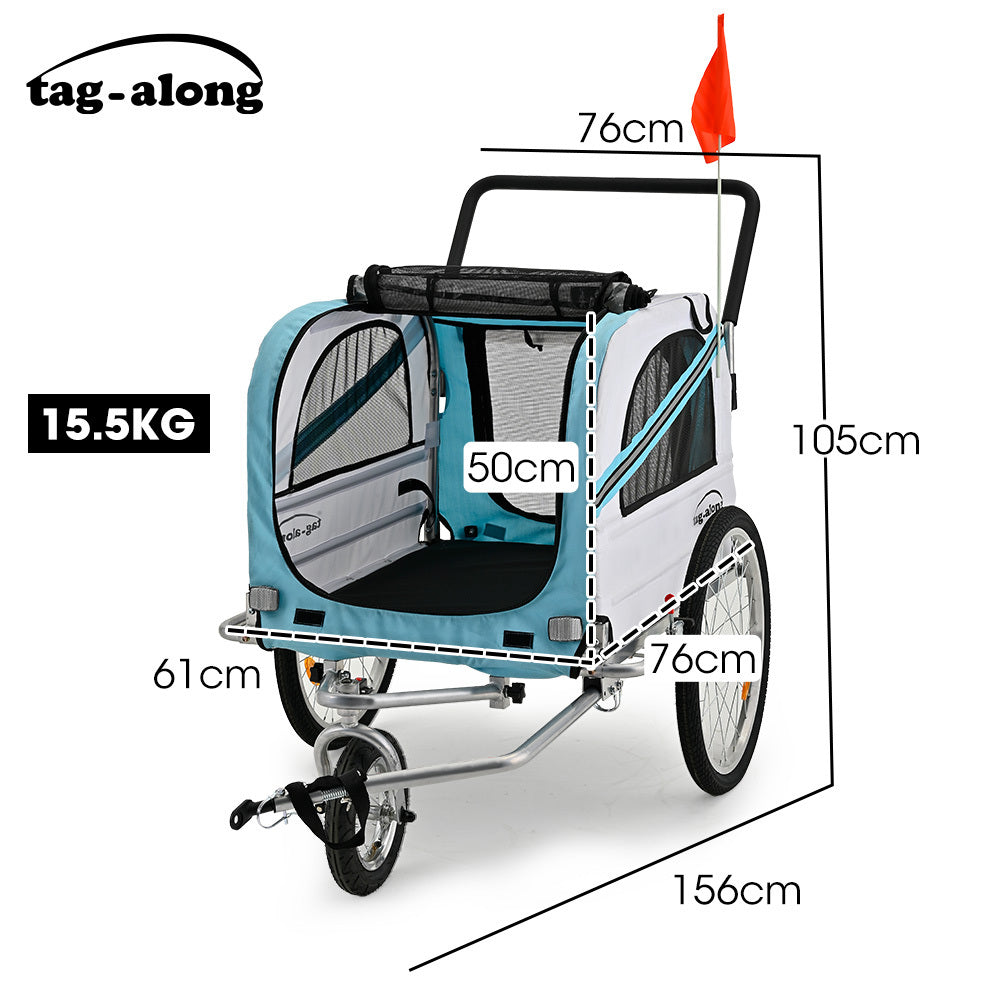 TAG-ALONG Pet & Cargo Jogger Bike Trailer, Pull Behind Bicycle Trailer Carrier Stroller, Blue