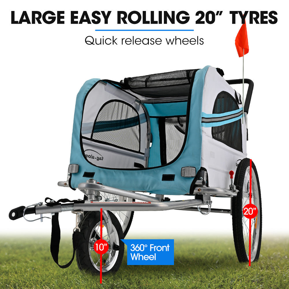 TAG-ALONG Pet & Cargo Jogger Bike Trailer, Pull Behind Bicycle Trailer Carrier Stroller, Blue