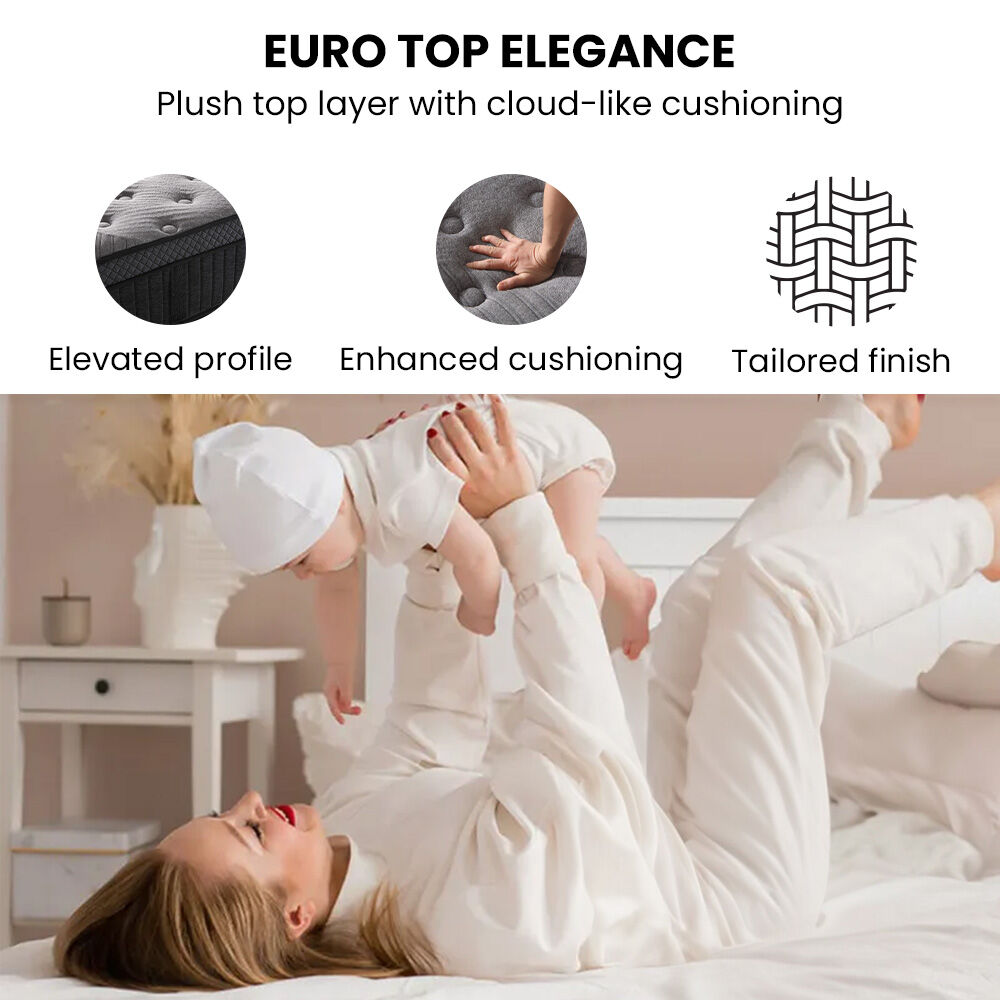 KINGSTON SLUMBER Premium Luxury 34cm Queen Mattress, Medium-Firm, Natural Latex Layer, Euro Top, 7-Zone Pocket Spring