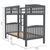 Kingston Slumber Single Bunk Bed Frame Solid Pine Wood Timber, Modular Design, Grey