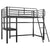 Gaming Loft Bed with Desk, Steel Metal Frame, Space Saving Design, for Single Mattress, Matte Dark Grey