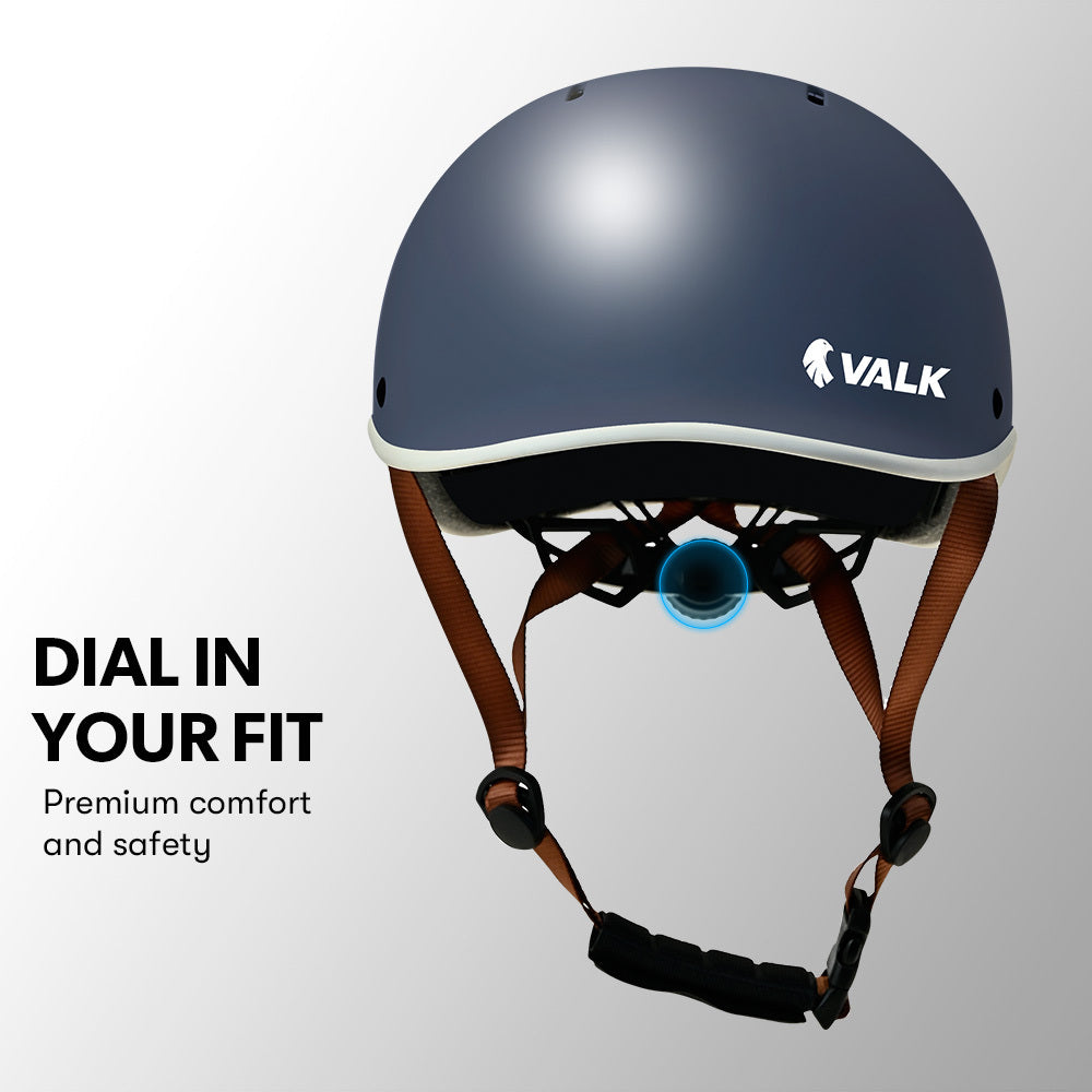 VALK Retro Bike Helmet, 56-61cm S, M, L Universal Dial Fit System, Shadow Navy