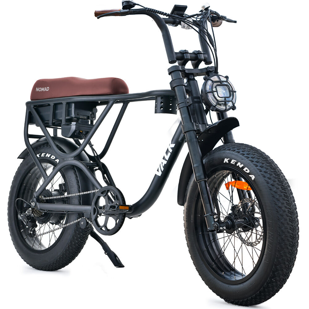 VALK Nomad Electric Fat Tyre Bike, 500W, 45km/hr, Throttle ebike, 20x4" Kenda Tyres, Shimano 7 spd, Suspension, Black