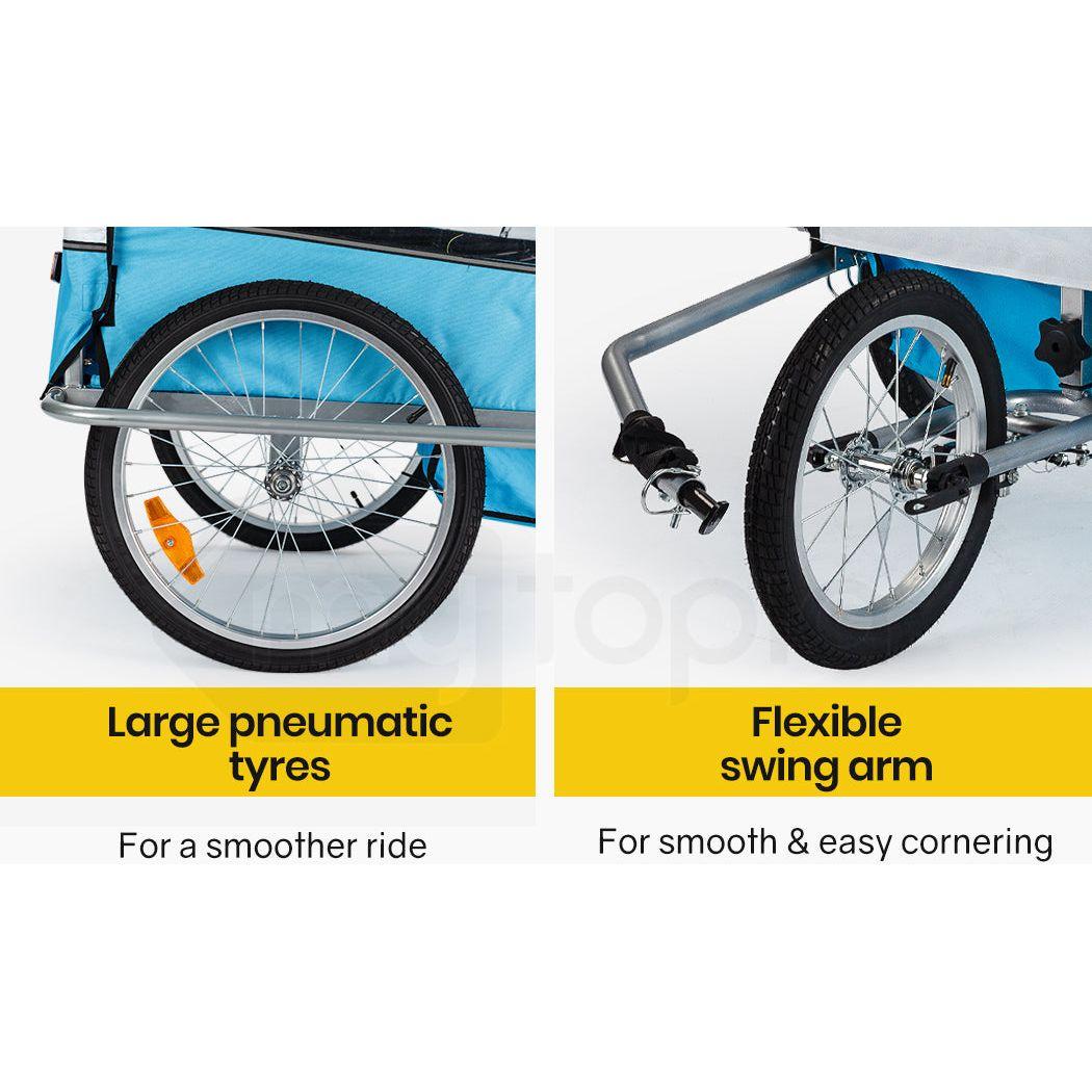 Tag-along Kids Bike Trailer Child Bicycle Pram Stroller Children Jogger Blue