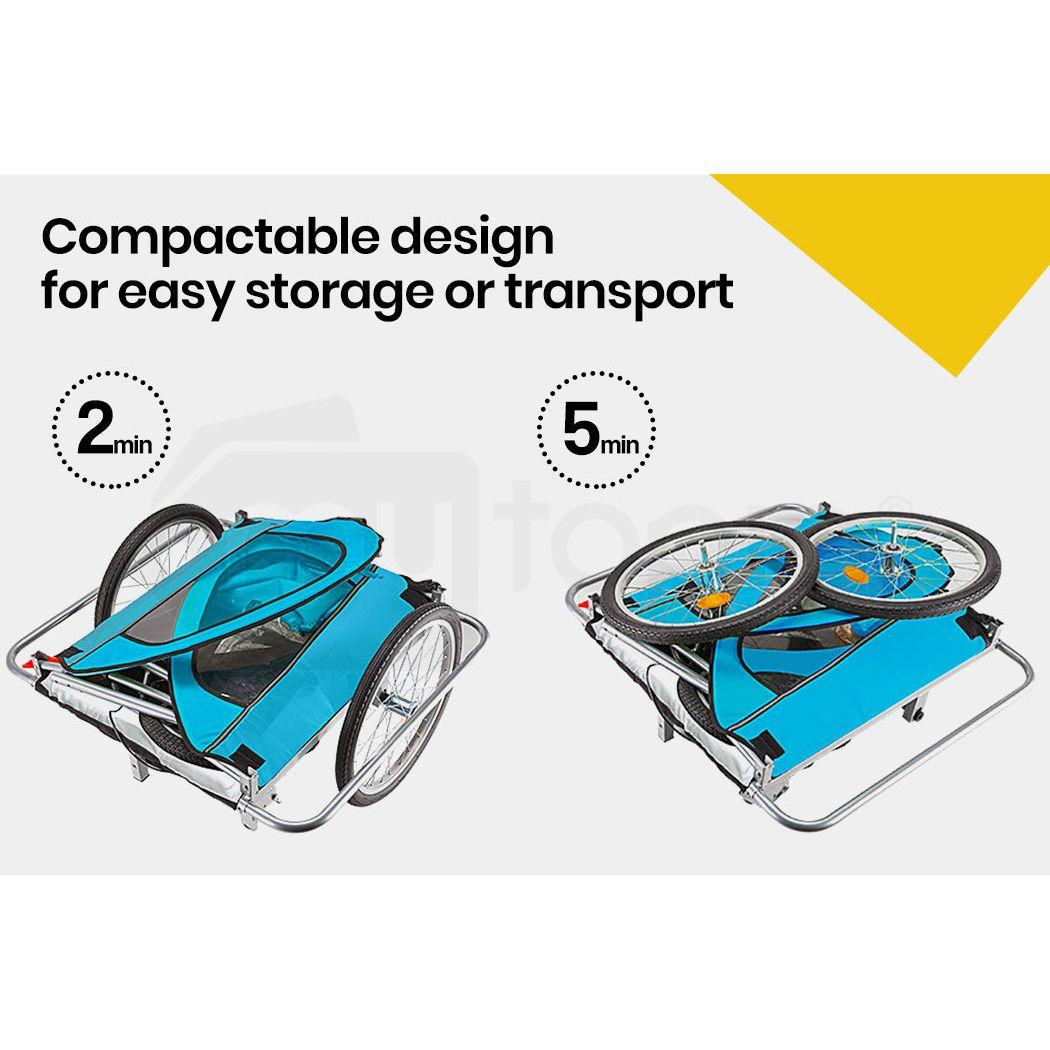 Tag-along Kids Bike Trailer Child Bicycle Pram Stroller Children Jogger Blue