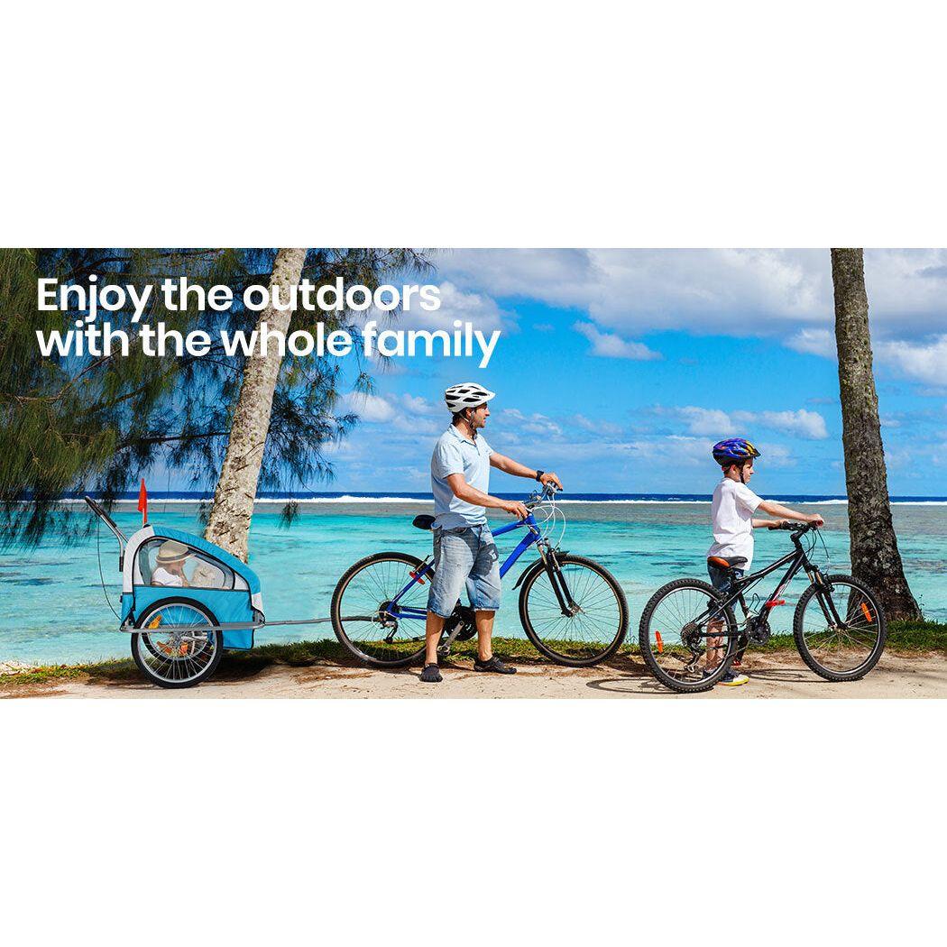 Tag-along Kids Bike Trailer Child Bicycle Pram Stroller Children Jogger Blue