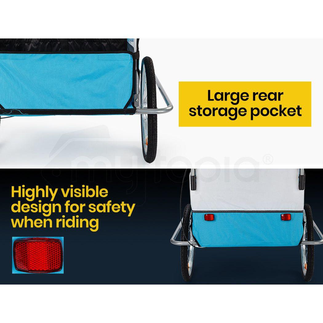 Tag-along Kids Bike Trailer Child Bicycle Pram Stroller Children Jogger Blue