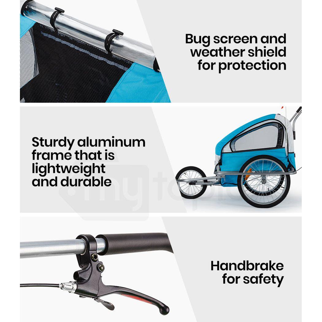 Tag-along Kids Bike Trailer Child Bicycle Pram Stroller Children Jogger Blue