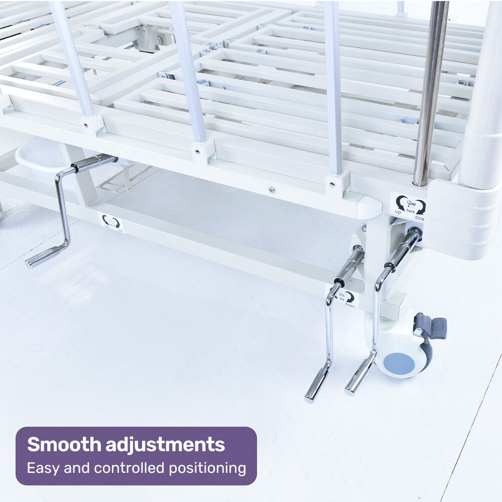 EQUIPMED Medical Bed, w/ Mattress & Over Bed Table, Back and Leg Lifting, Lateral Tilting, Commode Bowl, IV Pole, Home Aged Care or ICU Hospital