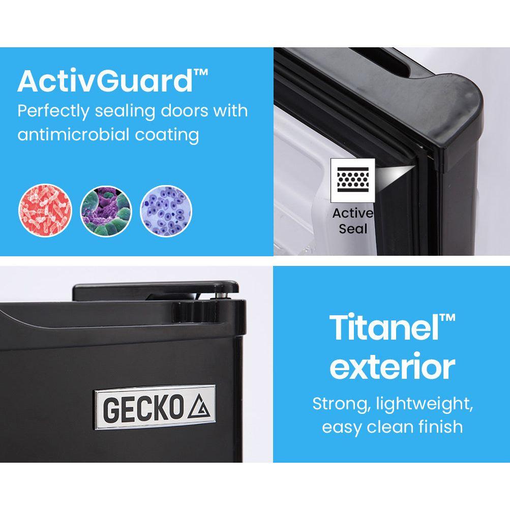 GECKO 70L Portable Fridge Freezer Camping Caravan Car Fridges 12V/24V/240V , Black