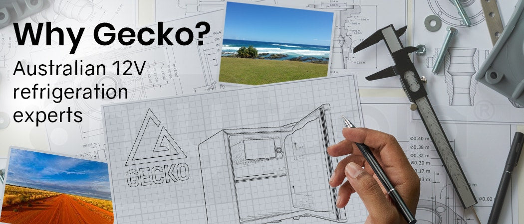 GECKO 57L Portable Camping Bar Fridge with Freezer 12V/24V, Black